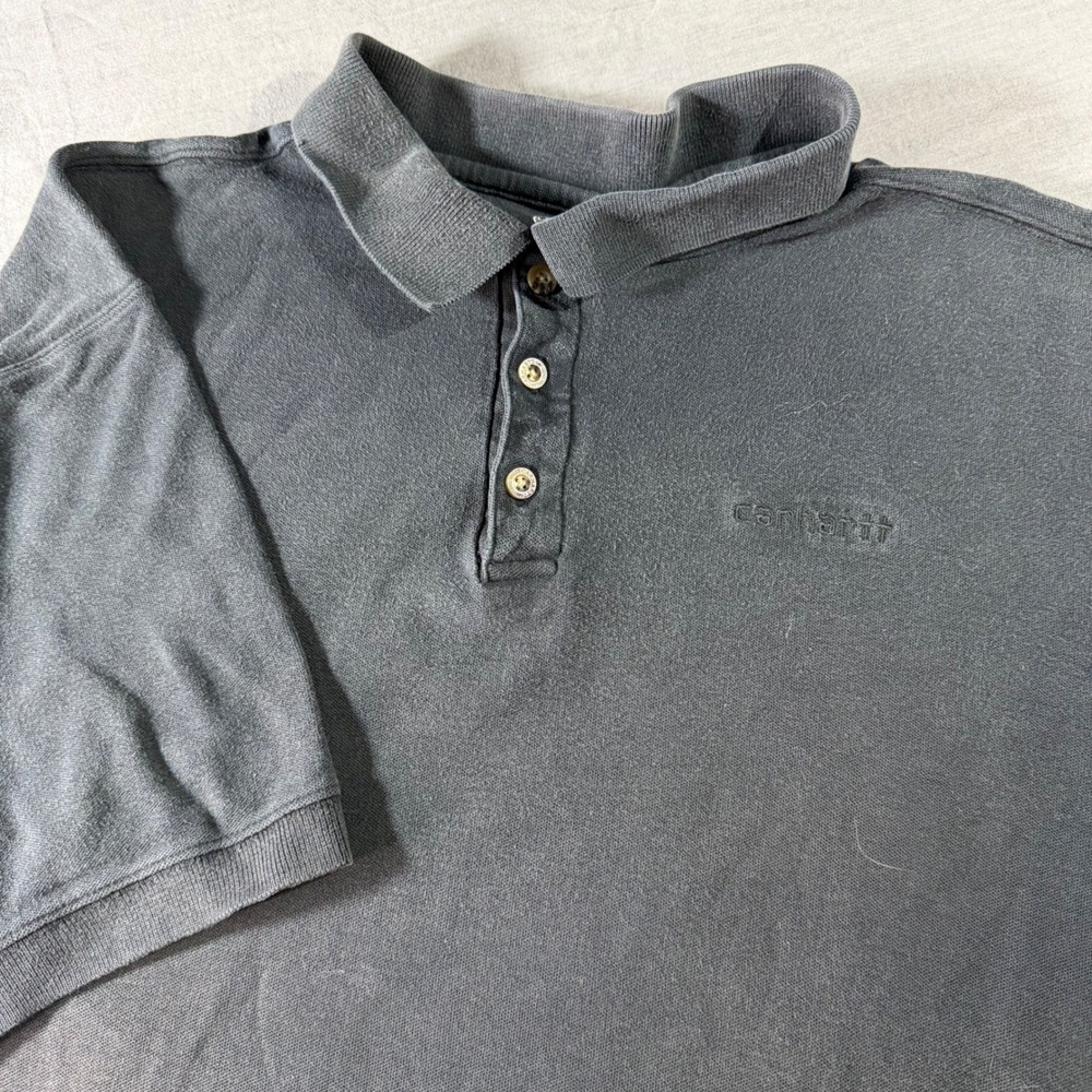 Carhartt Polo Shirt Mens 2XL Black Good Embroidered Logo K311 Workwear Cotton